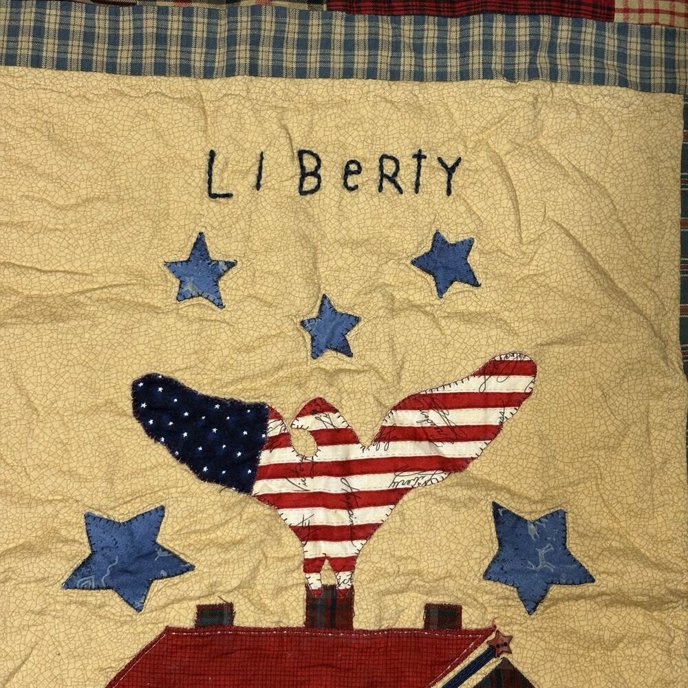 Primitive America Flag Banner USA Quilted Fabric Independence Day Liberty Retro - Picture 8 of 10